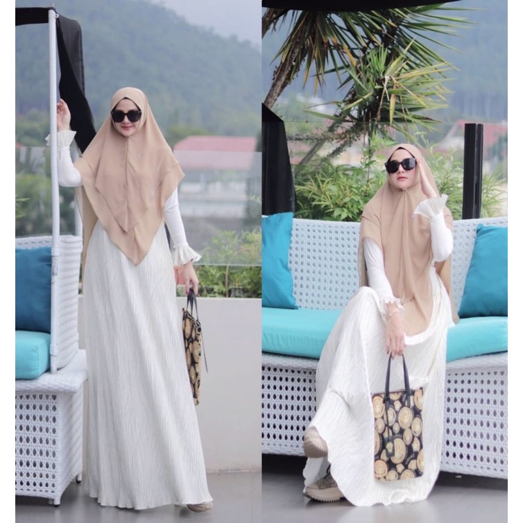 SALE  Set syar’i putih plisket