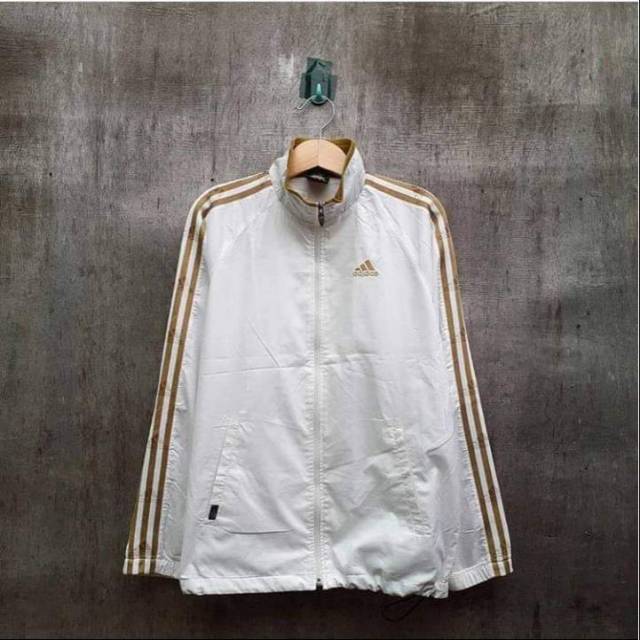 Jaket Tracktop Adidas Climalite 365 White stripped Gold
