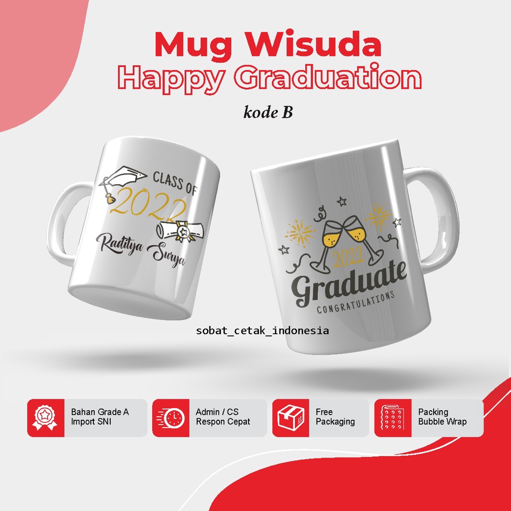 Mug Wisuda Custom Nama/Mug Wisuda Unik/Hadiah Unik/Hadiah Wisuda/Mug Murah/Mug/Mug Wisuda