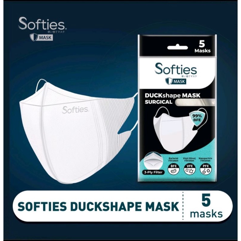 Masker Softies Surgical Duckshape 3ply isi 5 pcs