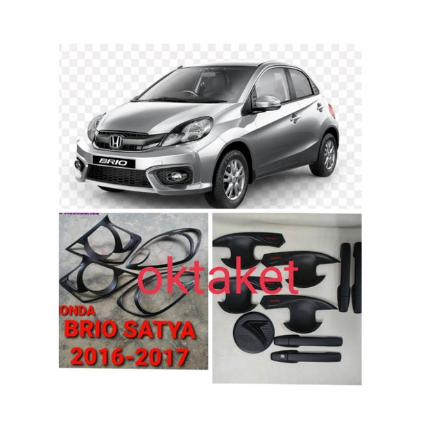 paket lengkap garnish depan belakang outer handle tank cover new brio 2016-2017 hitam chrome