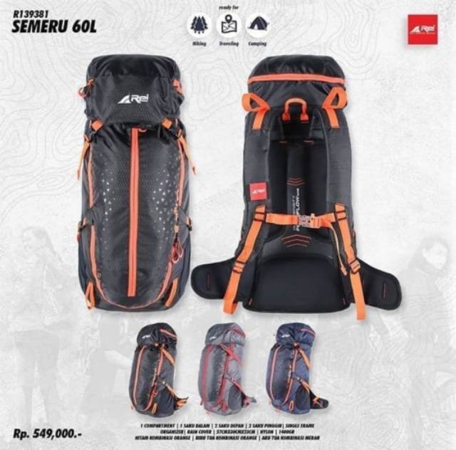 Tas Carrier Rei Semeru 60L Tas Gunung Rei Semeru 60 Liter