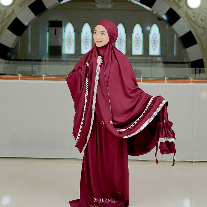 mukena polos thiraya shieraki free tasbih