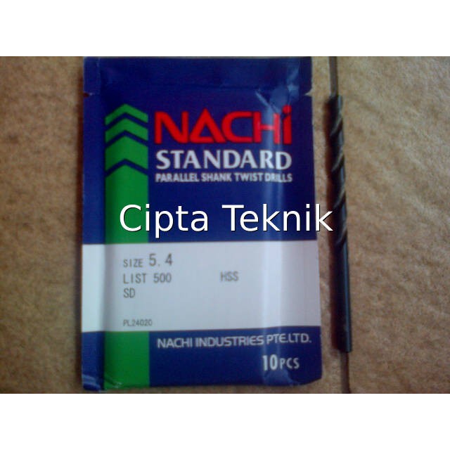 Mata Bor Nachi 5,4mm Matabor Nachi 5.4mm Asli 5,4 mm Parallel Shank Twist Drill Nachi HSS 5.4 mm Ori