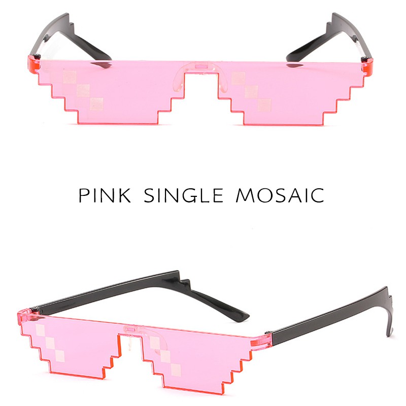 (YUZHU) Kacamata Hitam Wanita Model Jepang Pixel untuk Pesta / Cosplay Mosaic Sunglasses