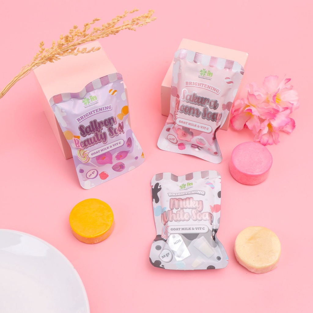 FLEO BRIGHTENING SOAP - FLEO SABUN GOAT MILK SAFRON SAKURA MILKY WHITE SOAP  SABUN MUKA &amp; WAJAH - BPOM