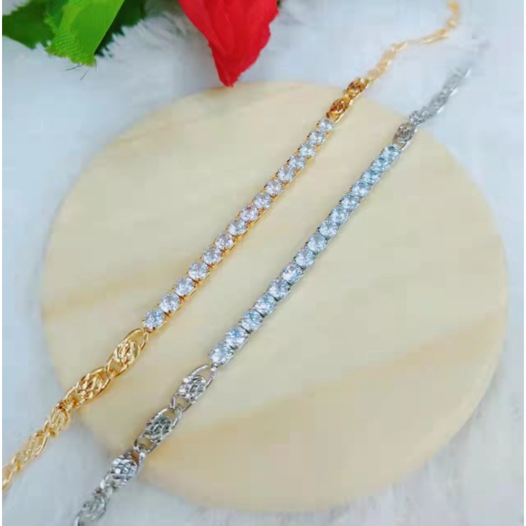 Gelang Rantai Permata Lapis Emas Perhiasan Xuping(mata3mm.4mm.2.5*5mm)