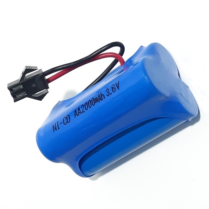 Batterai RC 3x AA Ni-Cd 3.6volt - 2000mAh Socket Hitam