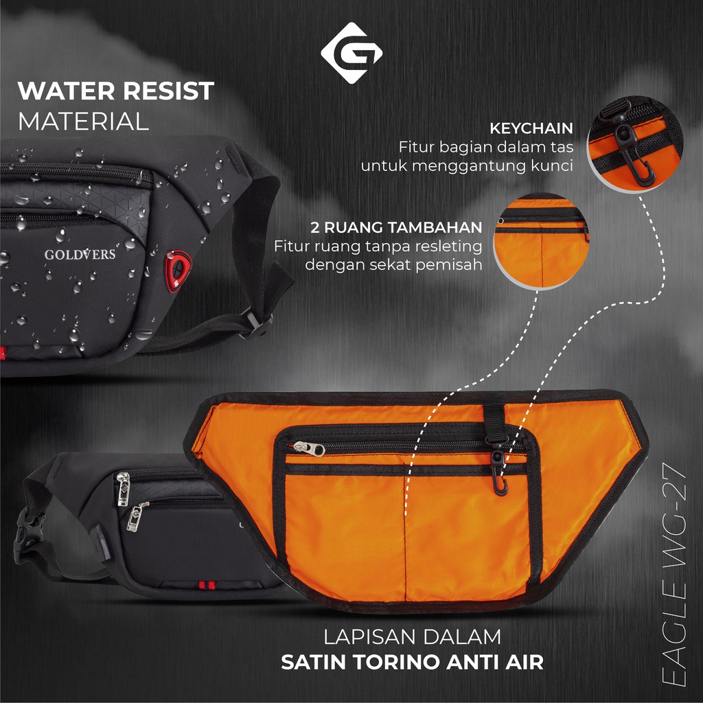 Waistbag Tas Selempang Tas Water Resist Original Waistbag Tas Selempang Waist Bag Tas Slempang Weisbag Pria Waterproof WG27 - KREATIVO