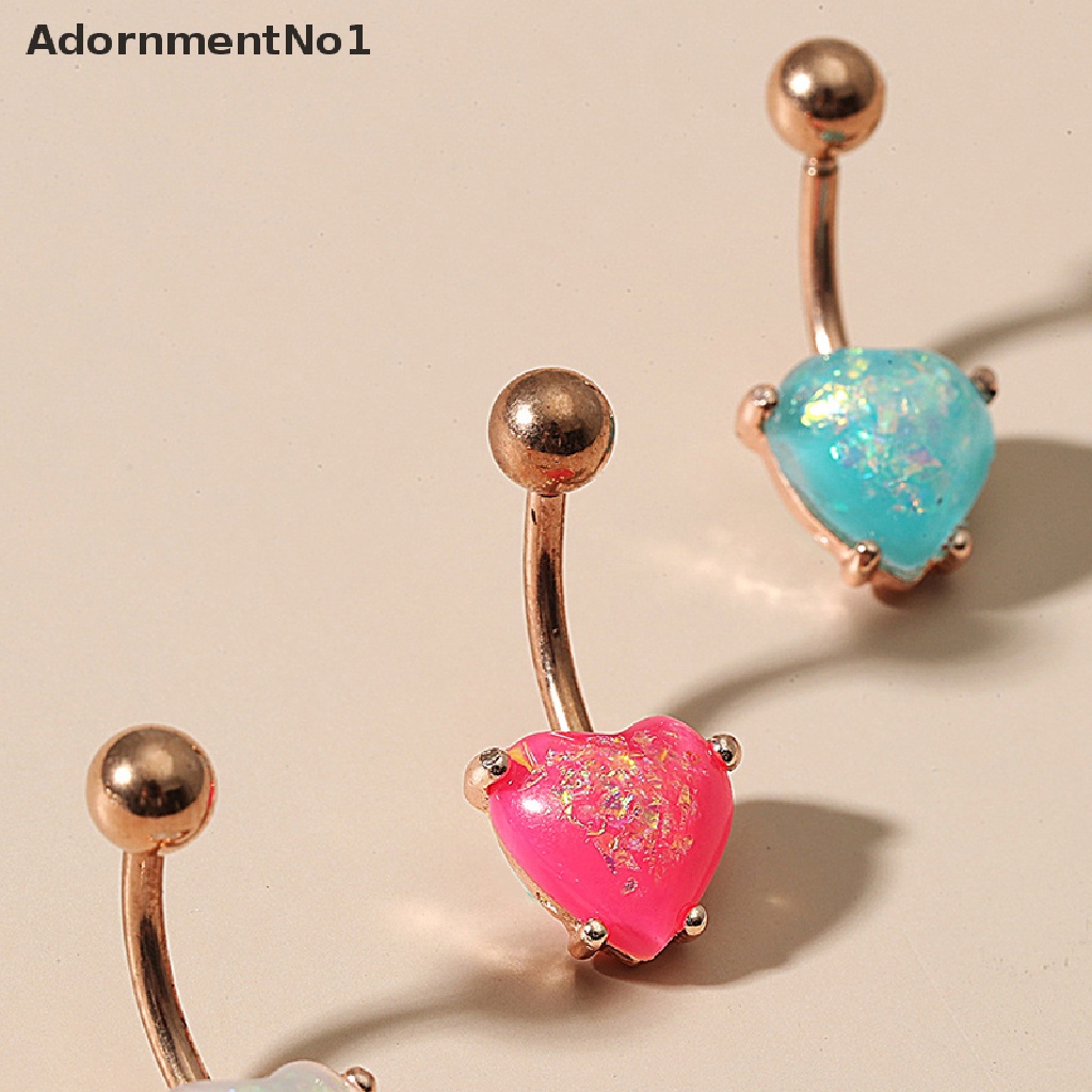 (AdornmentNo1) Anting Tindik Pusar Bentuk Hati Bahan Stainless Steel Untuk Wanita