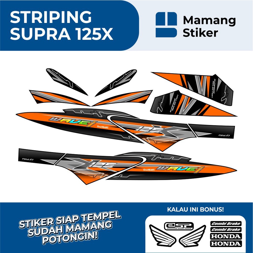 STRIPING SUPRA X 125 VARIASI 8/STICKER SUPRA X125 FI WAVE 2007 2008 2009 2010 LAMA/STIKER LIS HONDA 