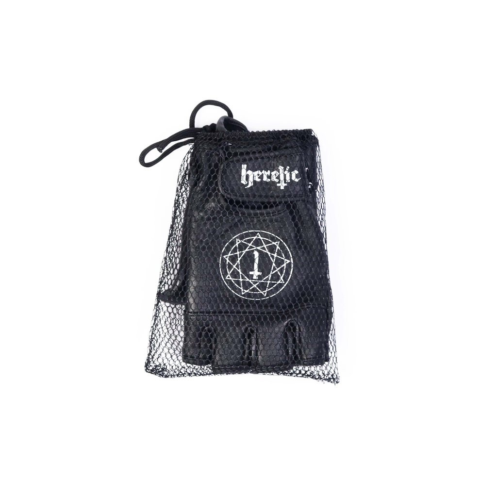 Heretic - Fingerless Leather Gloves - Sarung Tangan Kulit - Pentagram