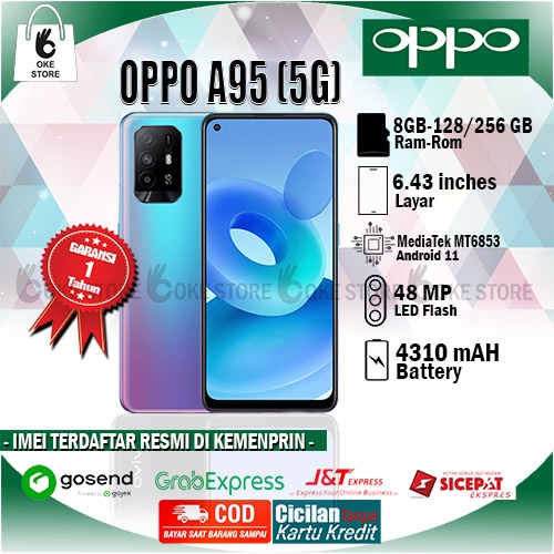 OPPO A95 (5G) 13/128GB ( 8GB + 5GB EXTEDED RAM ) GARANSI RESMI