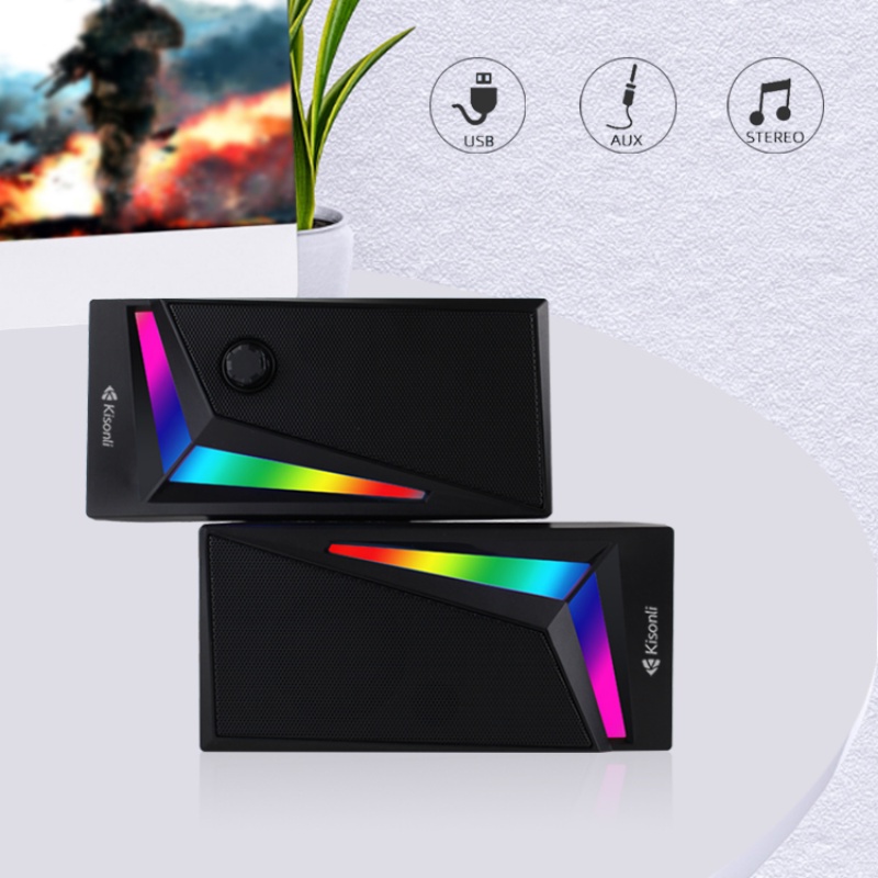 Speaker Gaming Komputer / Laptop Kisonli X1 LED RGB Light &amp; Volume Control Kisonli-X1-RGB