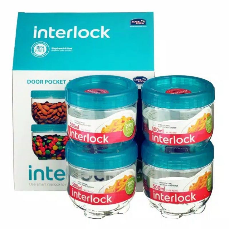 Lock n Lock Interlock Set 4pcs / Toples Wadah Makanan Kecil / Baby Food Container Plastic 500ml