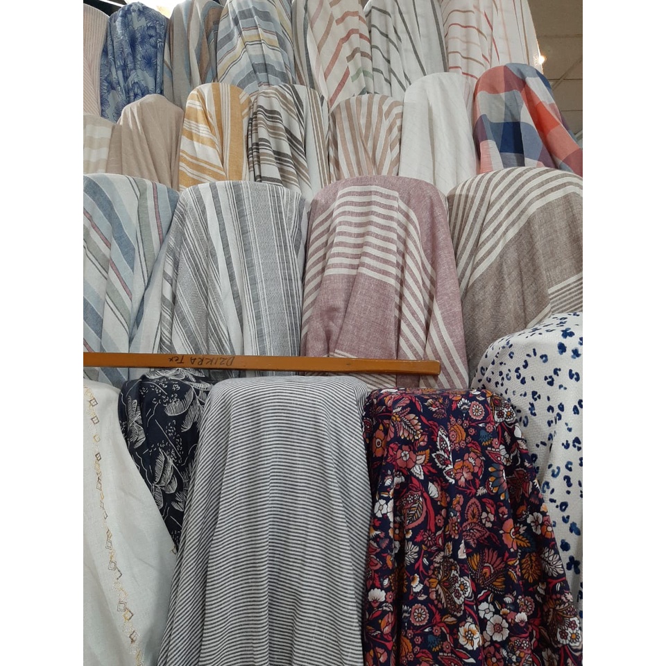 kain linen motif/bahan linen permeter/bahan textile harga persetengah meter