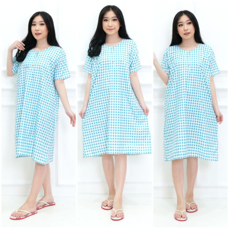 DASTER JUMBO LD 120 KATUN KARAKTER KANCING DEPAN BUSUI BUMIL LENGAN PENDEK GUDANG_DASTER_PEKALONGAN-JB SEKAK TOSKA