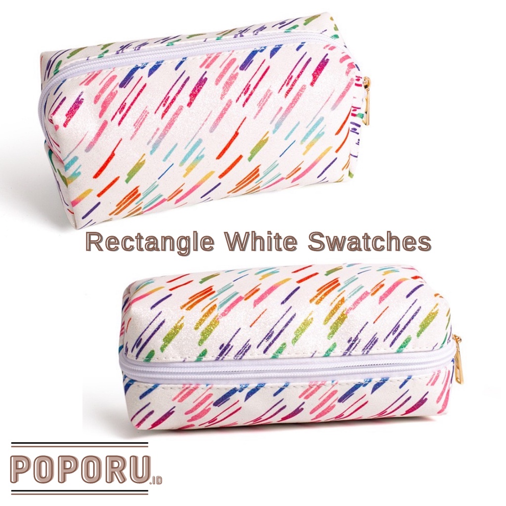 POPORU WHITE SWATCHES Pouch 3 types - cosmetics bag organizer for make up - tas tempat kosmetik