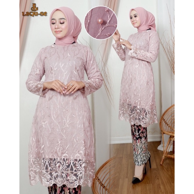 Setelan Outfit Kebaya Tunik Tulle Modern Dress Pesta Wisuda Kondangan Wanita Terbaru By Laquse_kebaya2