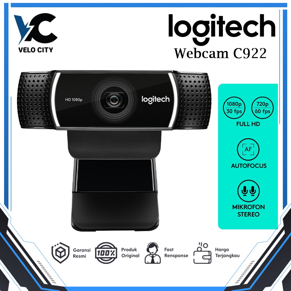 Logitech C922 PRO STREAM Webcam + Tripod  Original Garansi 1 Tahun