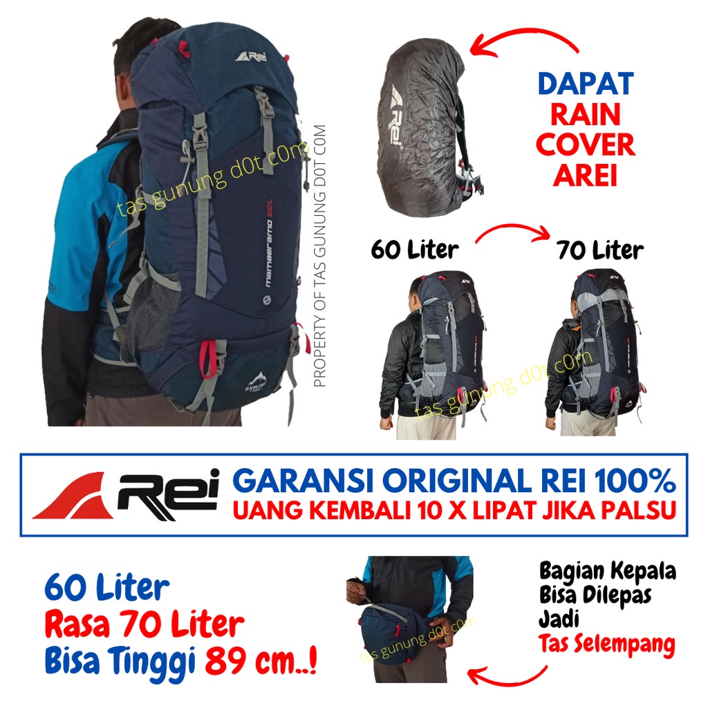 Tas Gunung Rei 60 Liter Mamberamo | Tas Gunung Arei Carrier 60 L | Carir Keril Ransel Hiking Pendaki