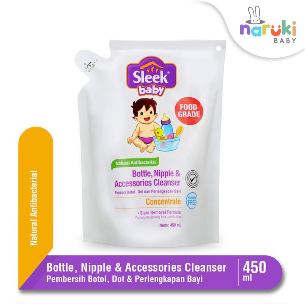 Sleek Baby Bottle, Nipple and Accessories Cleanser Refill 450ml