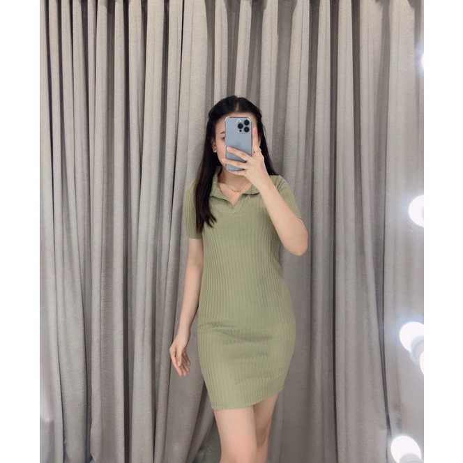 Dress Knit bodycon polo 261 | Dress slim korea | Dress wanita