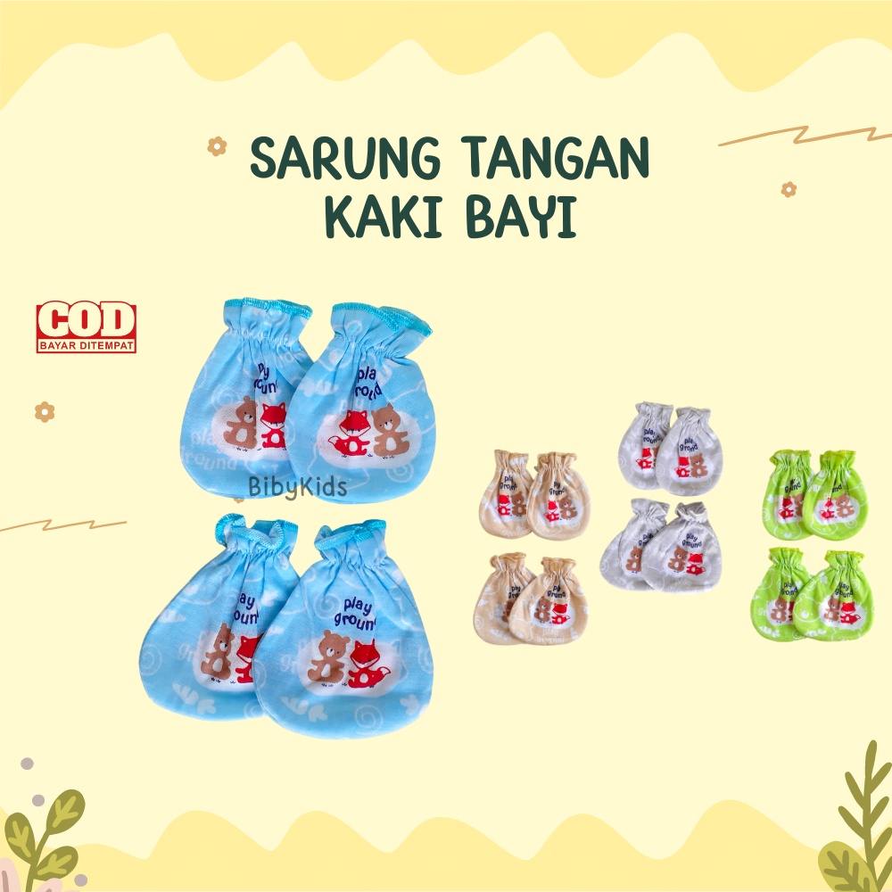 Sarung Tangan Kaki Bayi 2 IN 1 Sarung Tangan Bayi Baru Lahir Set Lucu Murah Perlengkapan Baby Newborn Lucu Motif Peralatan Pakaian