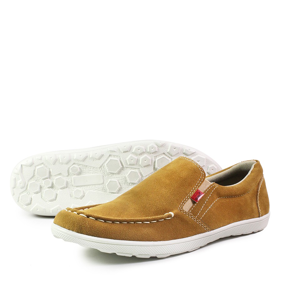 sepatu pria casual slop kickers askos Tan sepatu slip on suede murah