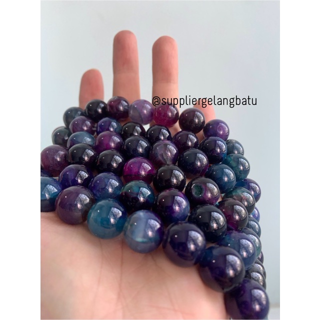 natural APATITE 16mm bahan aksesoris gemstone premium biru ungu akik