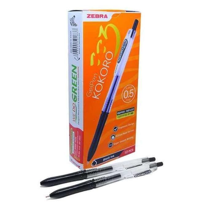 

BEST SELLER!! BALLPEN KOKORO GEL 0.5 // ZEBRA // HITAM / BLACK