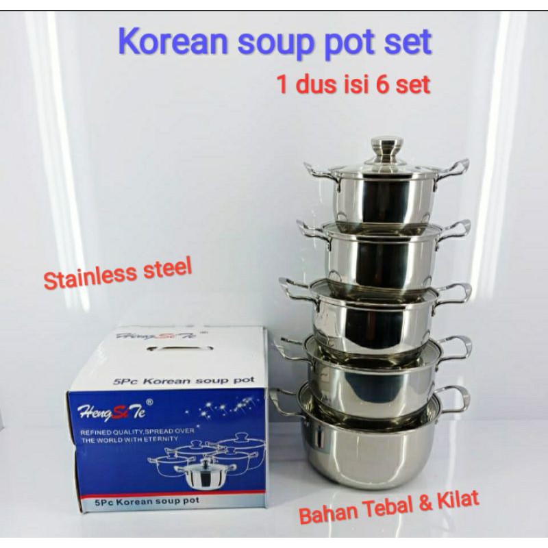 Korean Soup Pot / Panci Set Polos Set 5
