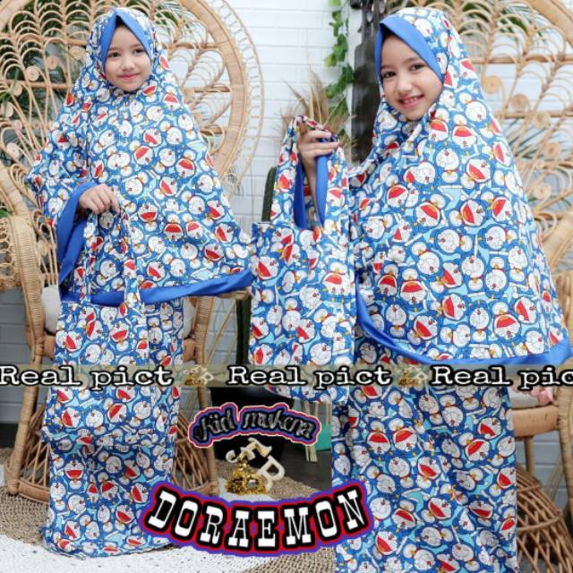 Mukena Kid / Mukena anak / Mukena Karakter Doraemon /Mukena Bahan Katun Jepang