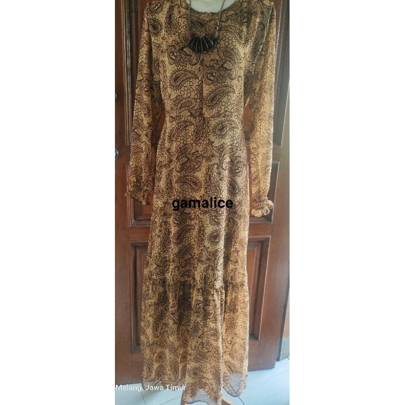 gamis sifon motif bunga premium