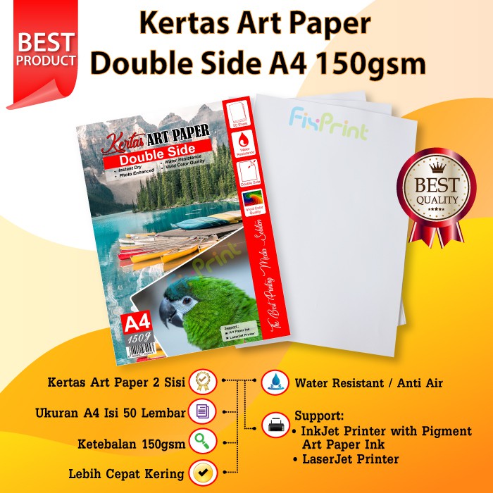 Photo Paper Kertas Brosur Art Paper 150 gsm 1pack = 50 Lembar foto artpaper