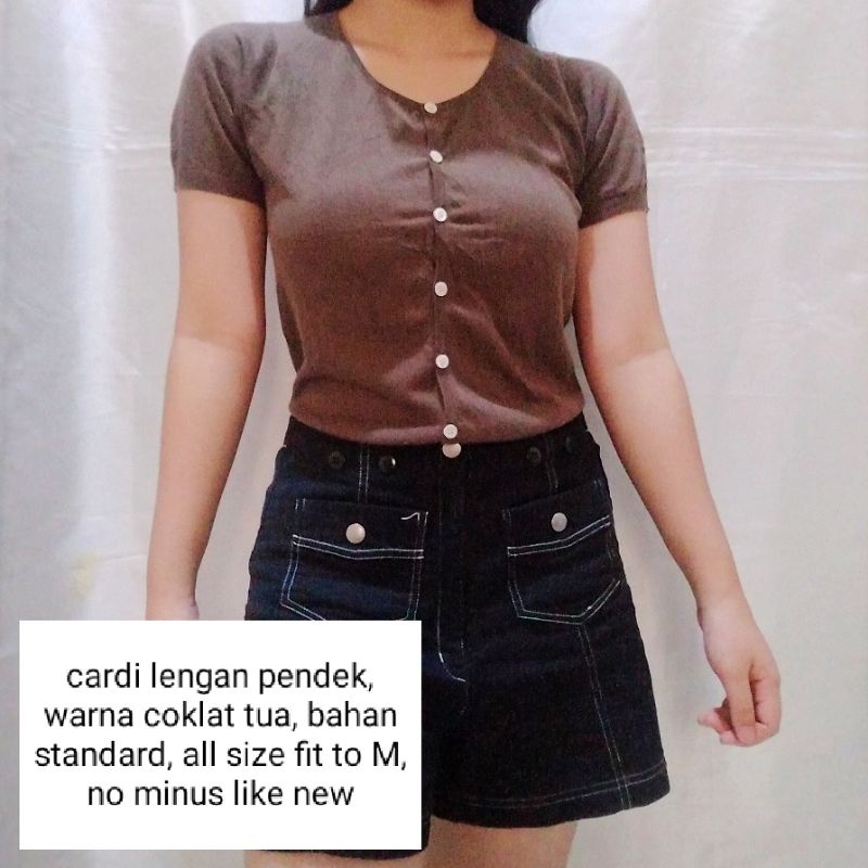 NEW STOCK‼️THRIFT Cardigan Vest Rajut Premium Pastel Kepang Cable Branded Academia Ketupat Argyle Murah-cardi coklat tua