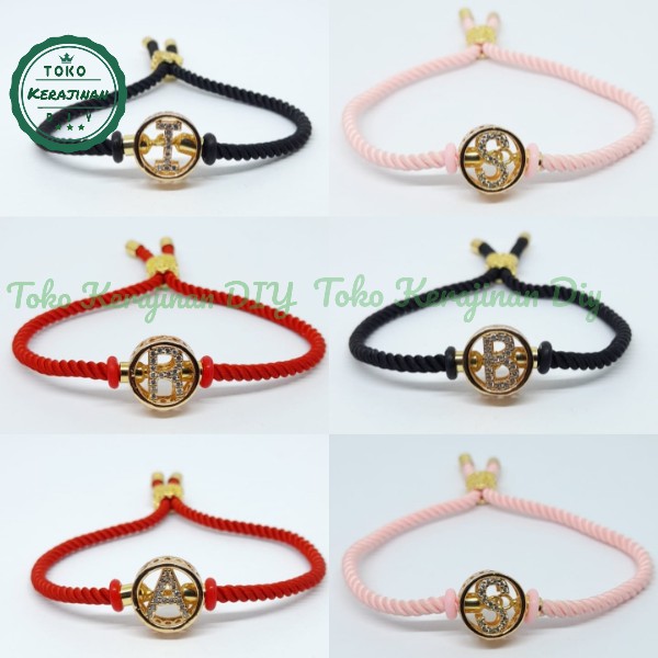 Gelang Tali Wanita Inisial Liontin Huruf Pandora Import