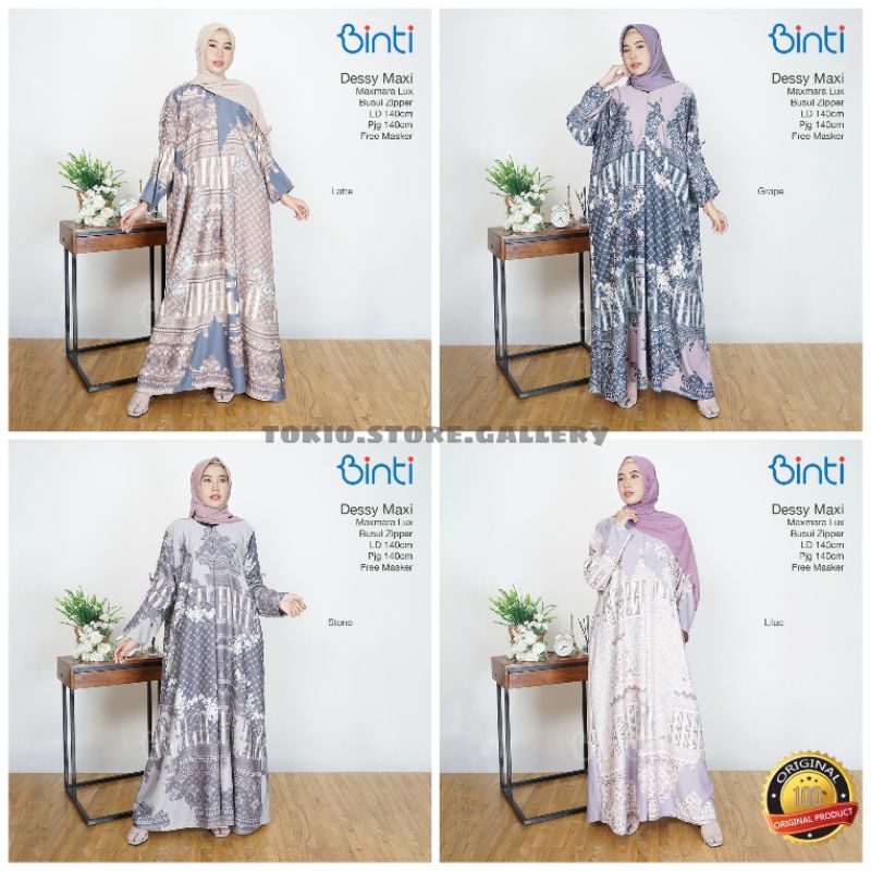 Dessy maxi dres jumbo ld 140 bahan maxmara premium | gamis muslimah oversize ori binti