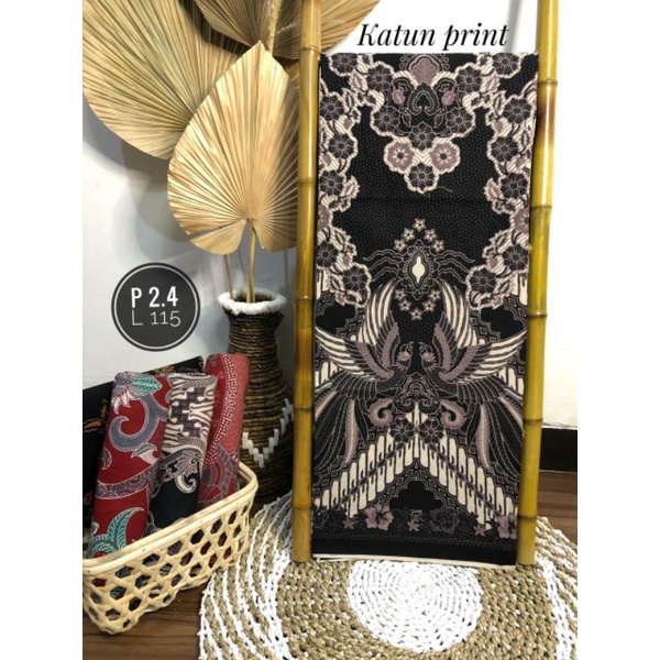 kain batik katun motif parang manuk kembar hitam