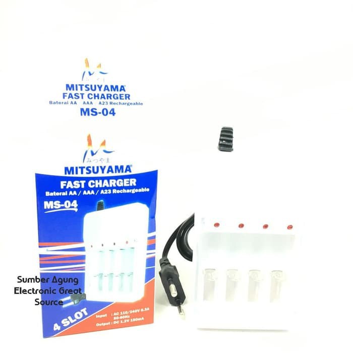 Fast Charger MS04 Mitsuyama Cas Baterai Universal AA AAA A23 A2 A3