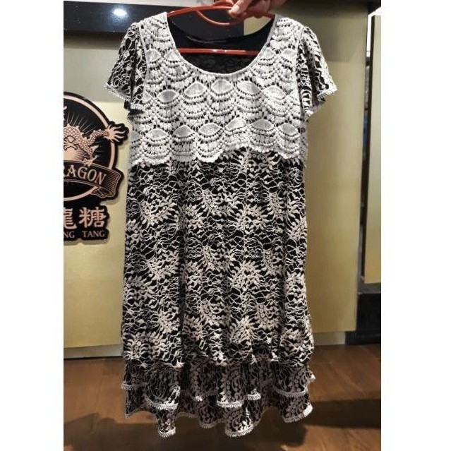 ZARA ORIGINAL SALE 80% Midi Dress Brokat Hitam Putih GARANSI TERMURAH Branded Ready Stock