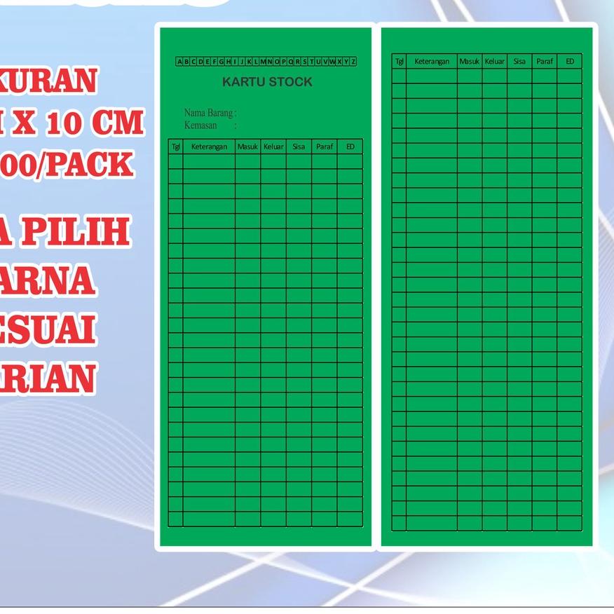 

DISKON !!! 9.9 kartu stok obat isi 100 lembar bolak balik kartu stok barang non custom [KODE 5]