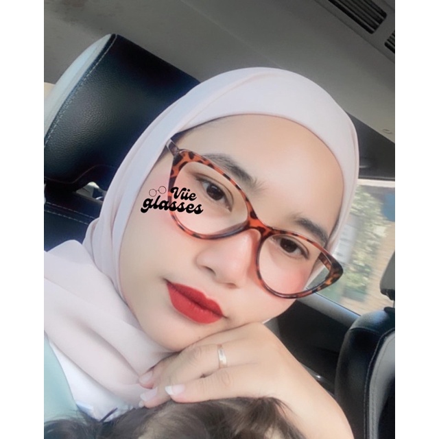 Frame Yuko kacamata Cateyes leopard bisa minus
