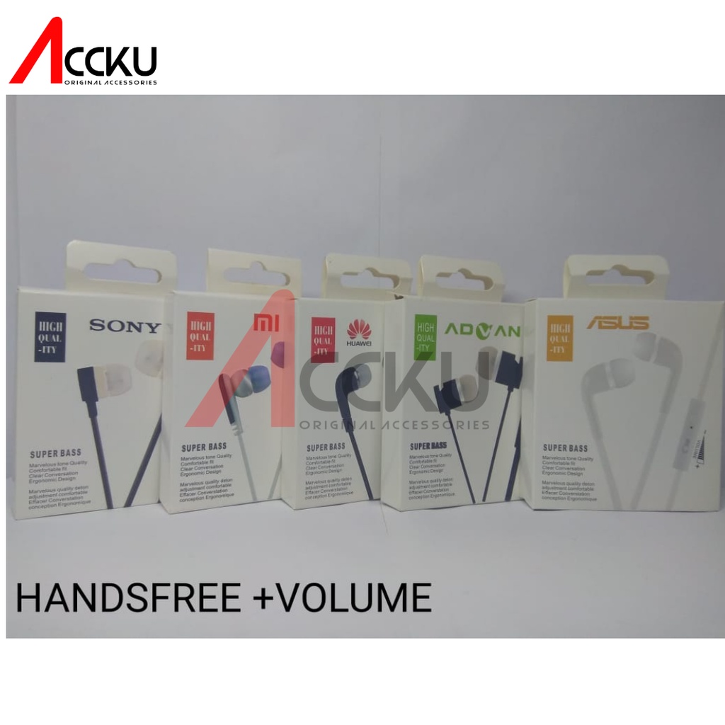 Headset Murah Handsfree Earphone Plus Volume Universal Handsfre Headset Earphone Headset Earphone Wired Handsfree  [ HF C/N +VOL ]