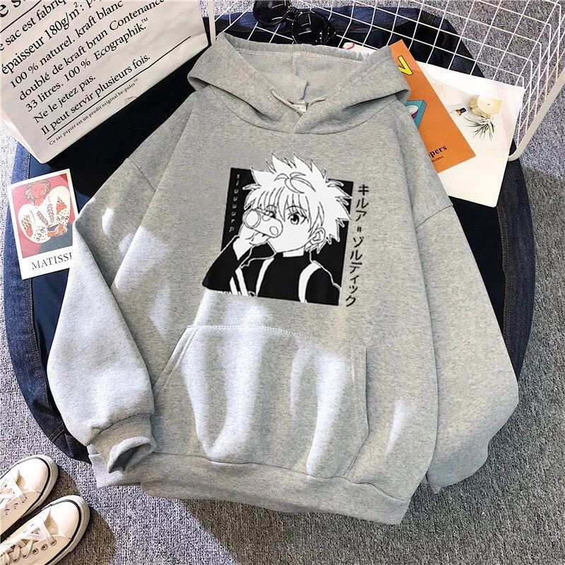 hoodie anime killua hunter x hunter ready S M L XL XXL XXXL XXXXL big size bahan fleece bigsize