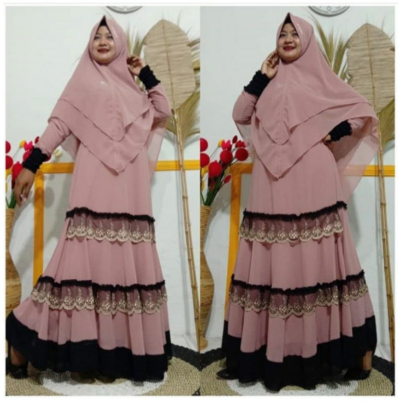 Aqilla Duyung Renda,gamis Jumbo,baju gamis big size,dres pesta ,pakean wanita jumbo,gamis pesta simp