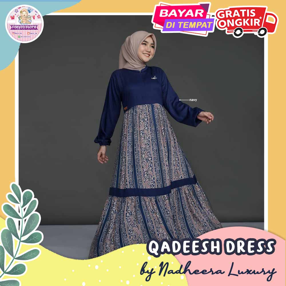 Qadeesh Dress ORI by Nadheera Luxury Gamis Terbaru Jumbo XXL - XXXL Busui Dress Wanita Korea Muslim 