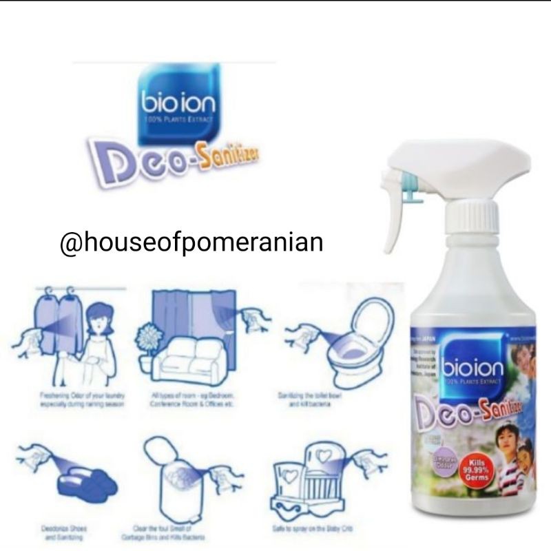 bioion deo sanitizer 500ml penghilang bau kandang hewan anjing kucing no odor pembunuh bakteri