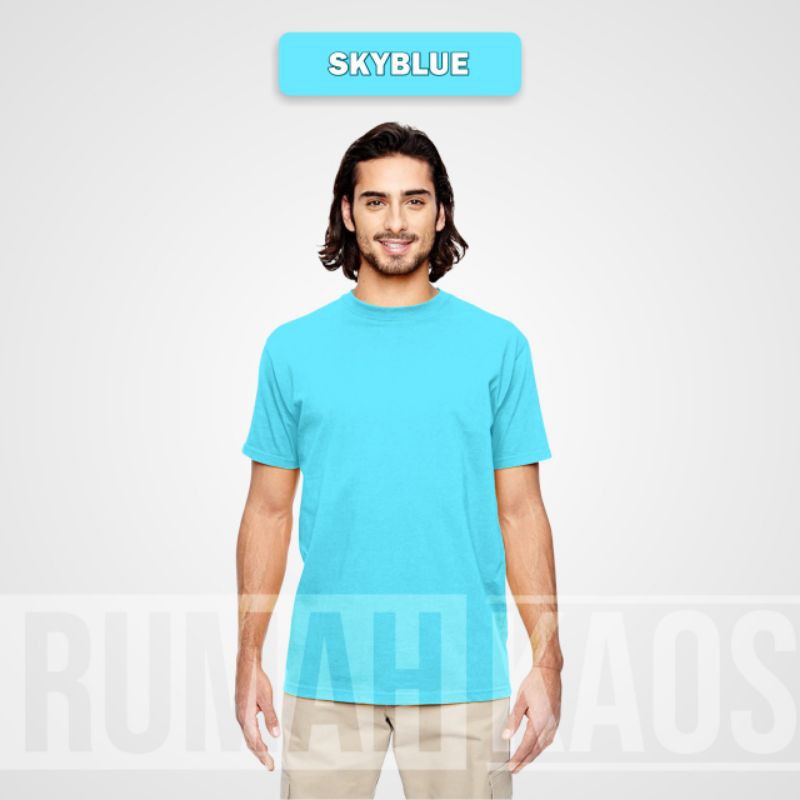 KAOS POLOS (SOFT COLOR) 100% COTTON COMBED 30s ONECK/BAJU POLOS PREMIUM-BLUE SKY