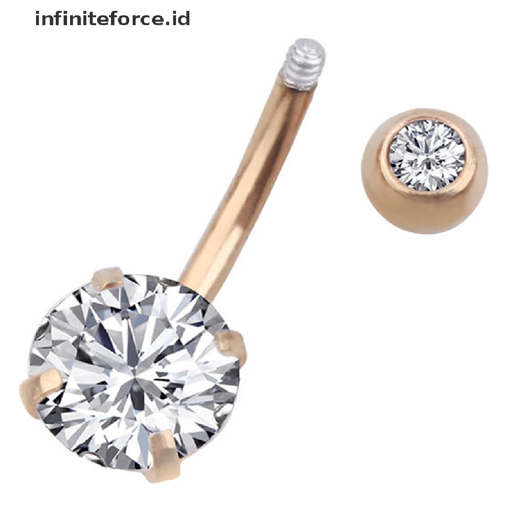 Infiniteforce.id Cincin Tindik Pusar Hias Kristal Berlian Imitasi Untuk Wanita